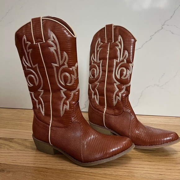 Coconuts By Matisse Womens Brown Amarillo Western Boots Cognac Snake 7.5 NEW - Picture 2 of 12